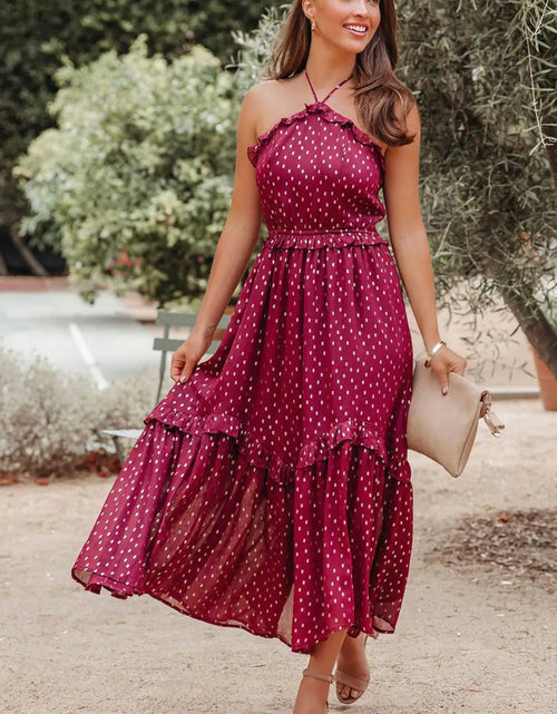 Load image into Gallery viewer, Red Polka Dot Long Dress
