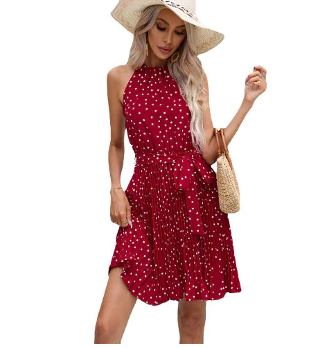 Load image into Gallery viewer, Red Polka Dot Long Dress
