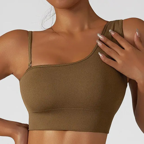 Load image into Gallery viewer, Summer Sexy Oblique Shoulder Yoga Clothes Tops
