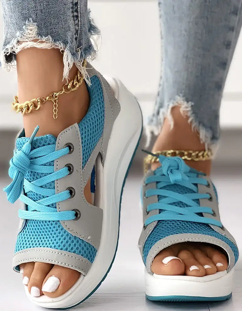 Load image into Gallery viewer, Cutout Lace-up Muffin Sandals
