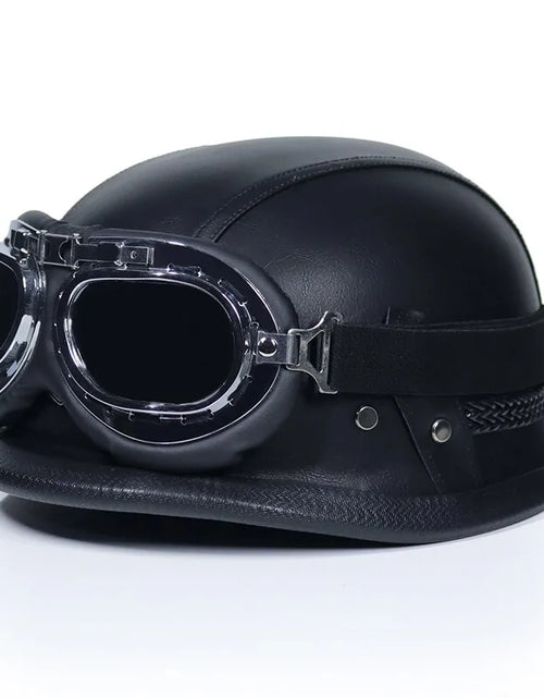 Load image into Gallery viewer, Retro Leather Half Cruise German Helmet For Motorcycle
