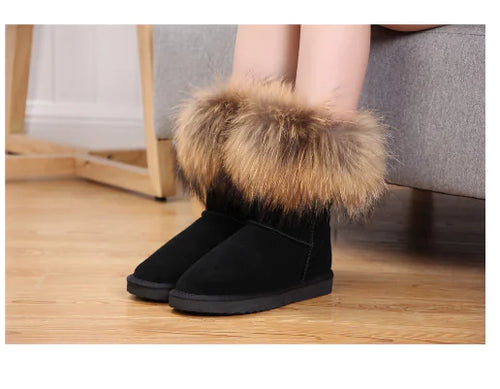 Load image into Gallery viewer, Women&#39;s Fox Fur Snow Boots
