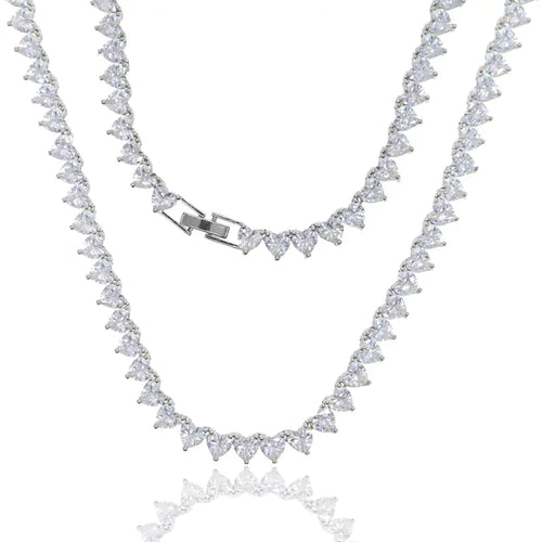 Load image into Gallery viewer, 5A Heart CZ Tennis Necklace
