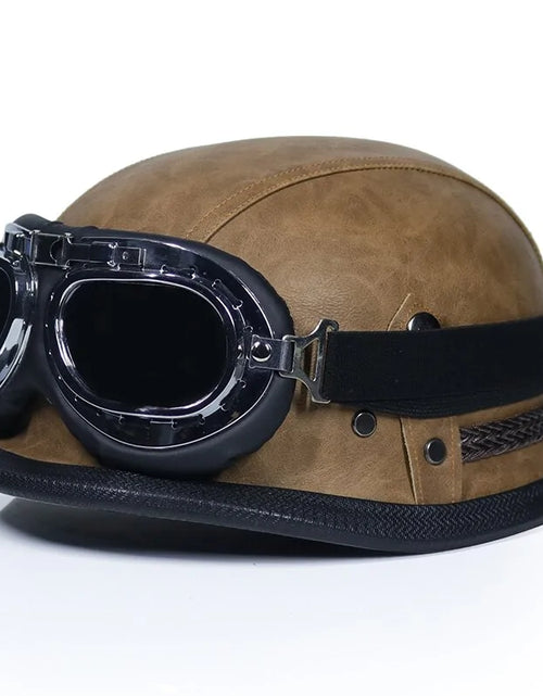 Load image into Gallery viewer, Retro Leather Half Cruise German Helmet For Motorcycle
