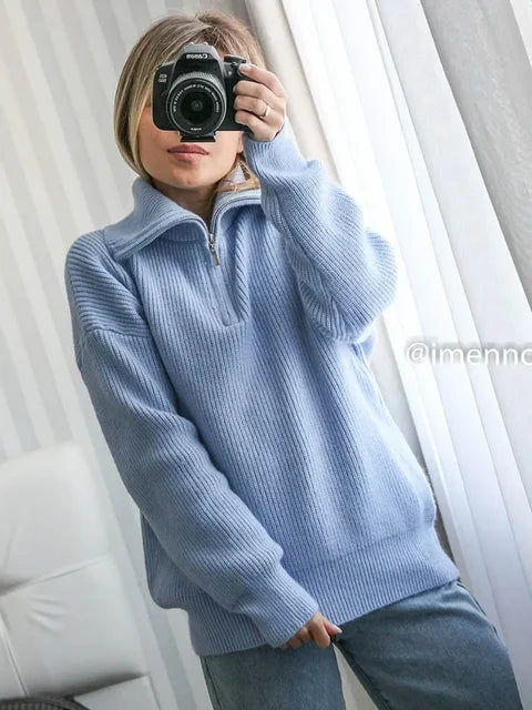 Load image into Gallery viewer, Turtleneck Zipper Sweater
