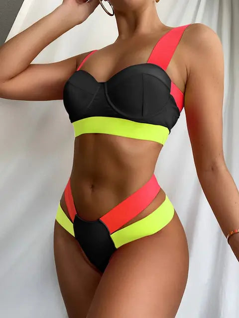 Load image into Gallery viewer, Patchwork Sexy Swimwear
