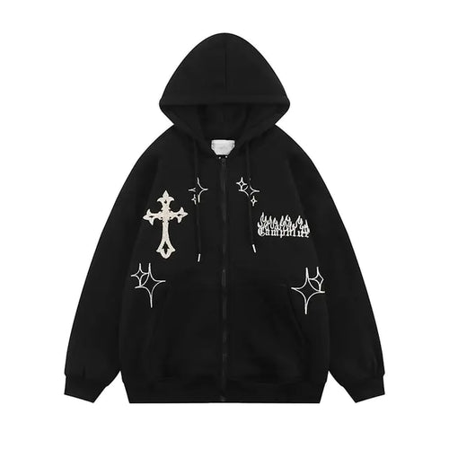 Load image into Gallery viewer, Goth Embroidery Retro Hoodies
