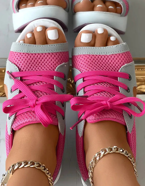 Load image into Gallery viewer, Cutout Lace-up Muffin Sandals
