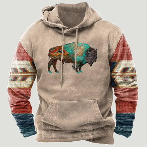 Load image into Gallery viewer, Western Aztec Patchwork Hoodie
