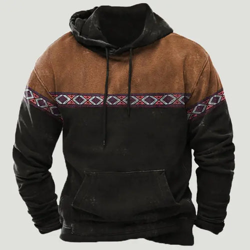 Load image into Gallery viewer, Western Aztec Patchwork Hoodie
