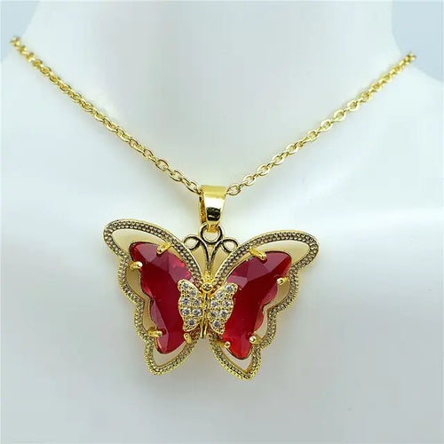 Load image into Gallery viewer, Crystal Glass Butterfly Necklace
