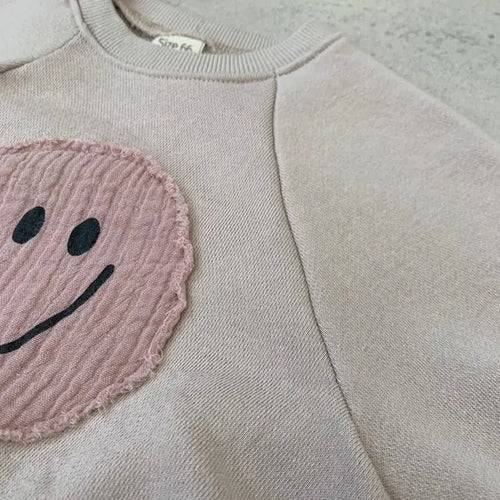 Load image into Gallery viewer, Smiley Face Sweatshirt Baby Romper
