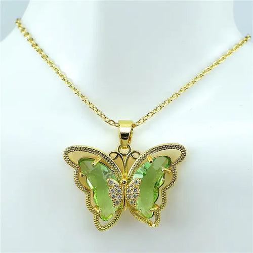 Load image into Gallery viewer, Crystal Glass Butterfly Necklace
