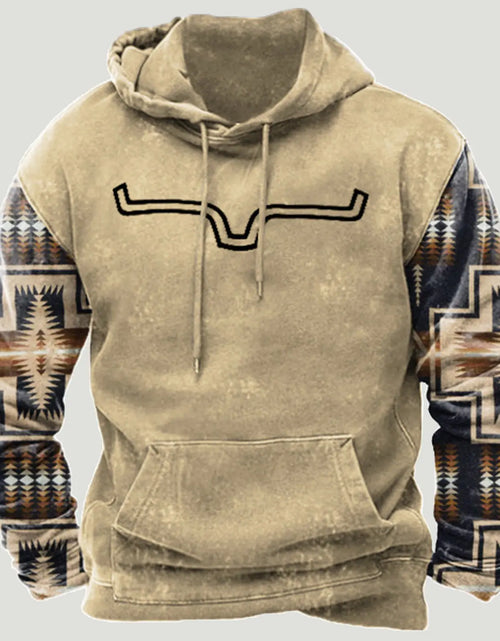 Load image into Gallery viewer, Western Aztec Patchwork Hoodie
