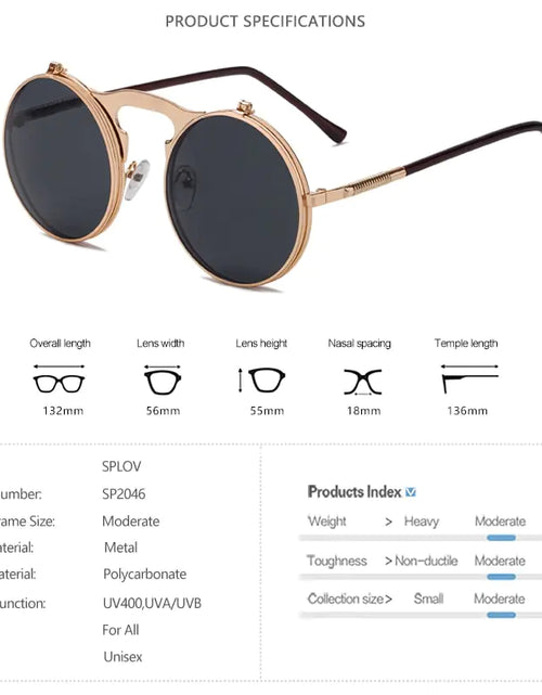 Load image into Gallery viewer, Vintage Steampunk Flip Sunglasses
