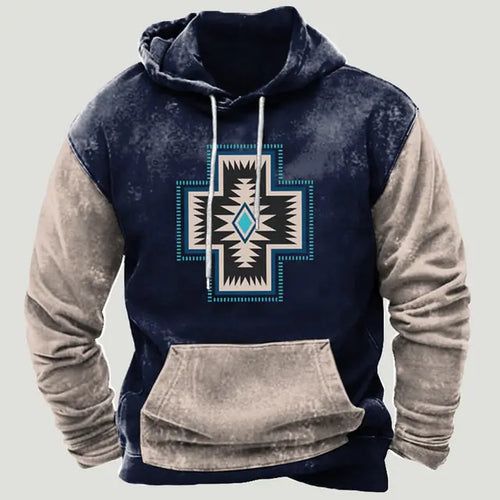 Load image into Gallery viewer, Western Aztec Patchwork Hoodie
