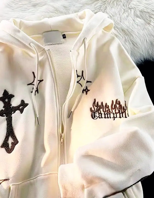 Load image into Gallery viewer, Goth Embroidery Retro Hoodies
