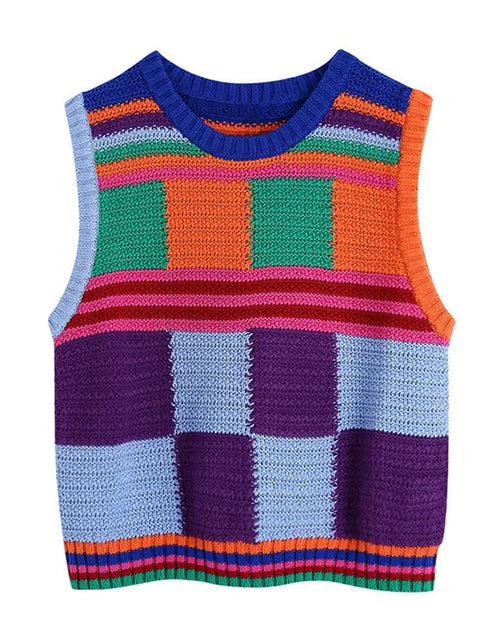 Load image into Gallery viewer, Knitted Contrast Color Crop Tank Top and Shorts
