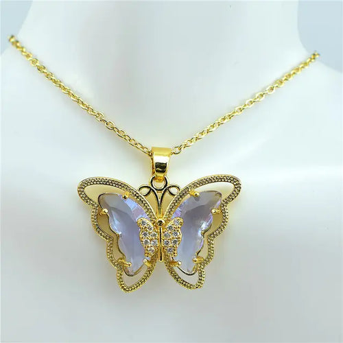 Load image into Gallery viewer, Crystal Glass Butterfly Necklace
