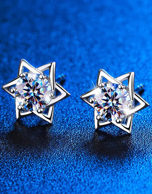 Load image into Gallery viewer, Shinny Hexagram Moissanite Stud Earrings
