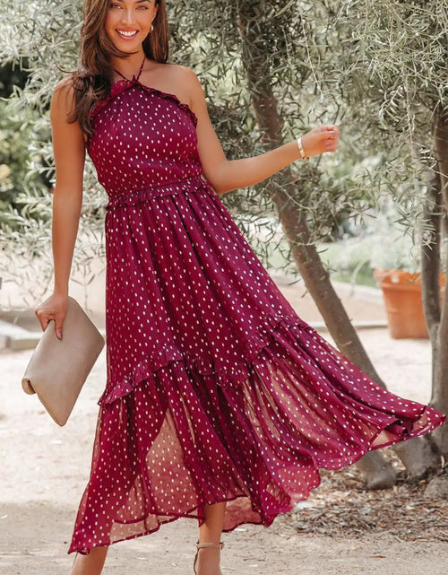 Load image into Gallery viewer, Red Polka Dot Long Dress
