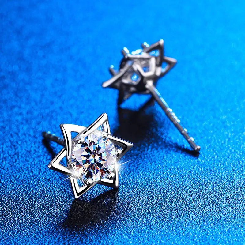 Shinny Hexagram Moissanite Stud Earrings