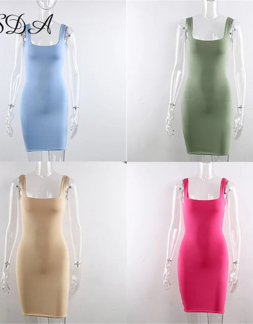 Load image into Gallery viewer, Square Neck Sleeveless Bodycon Mini Dress
