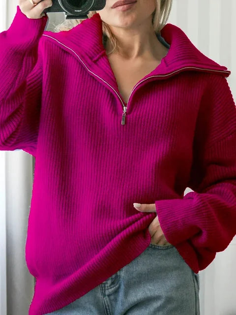 Load image into Gallery viewer, Turtleneck Zipper Sweater
