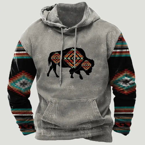 Load image into Gallery viewer, Western Aztec Patchwork Hoodie
