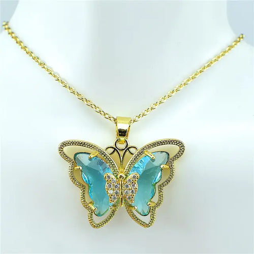 Load image into Gallery viewer, Crystal Glass Butterfly Necklace
