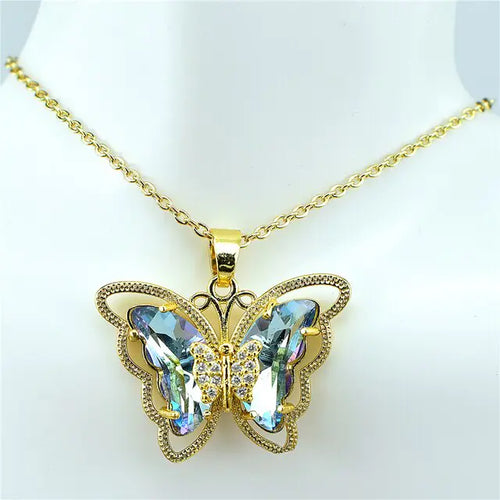 Load image into Gallery viewer, Crystal Glass Butterfly Necklace
