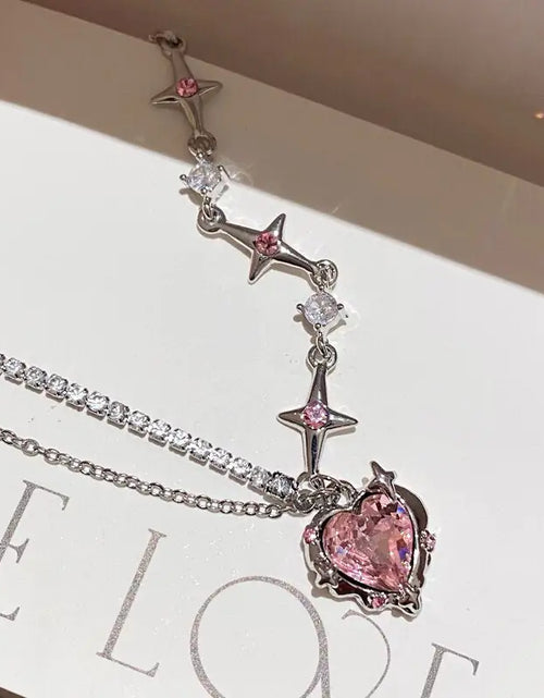 Load image into Gallery viewer, Pink Heart Crystal Necklace
