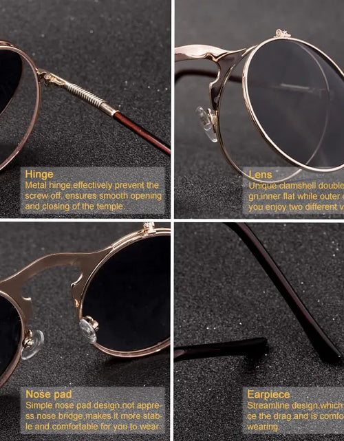 Load image into Gallery viewer, Vintage Steampunk Flip Sunglasses
