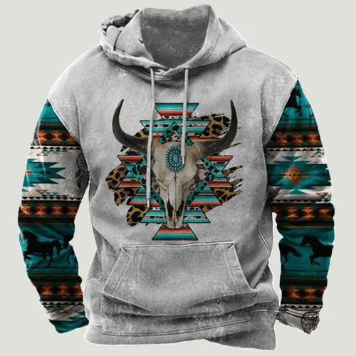 Load image into Gallery viewer, Western Aztec Patchwork Hoodie
