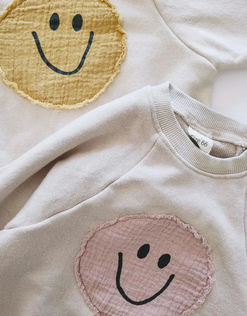 Load image into Gallery viewer, Smiley Face Sweatshirt Baby Romper
