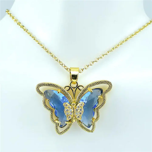 Load image into Gallery viewer, Crystal Glass Butterfly Necklace
