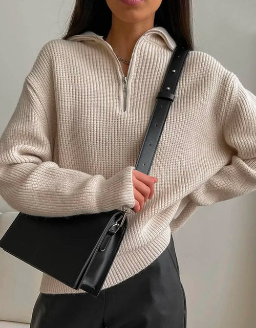 Load image into Gallery viewer, Turtleneck Zipper Sweater
