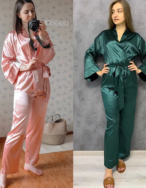 Load image into Gallery viewer, 2 Piece Set Satin Sleepwear
