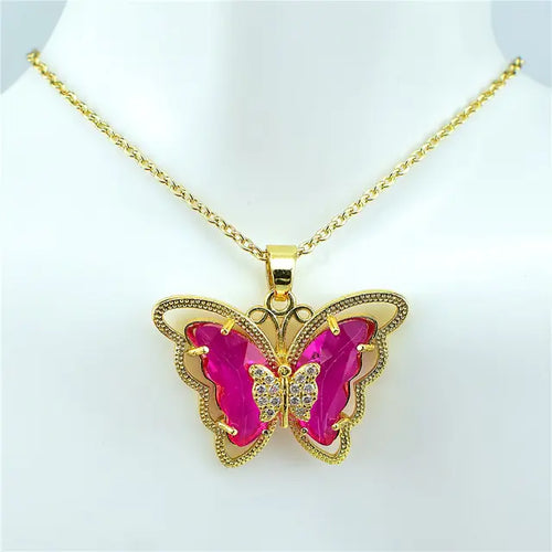 Load image into Gallery viewer, Crystal Glass Butterfly Necklace
