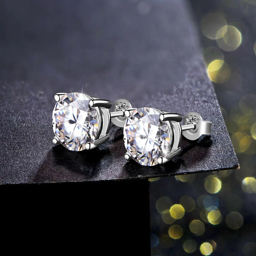 2CT Moissanite Stud Earrings - 925 Silver