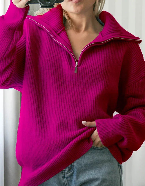 Load image into Gallery viewer, Turtleneck Zipper Sweater
