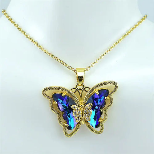 Load image into Gallery viewer, Crystal Glass Butterfly Necklace
